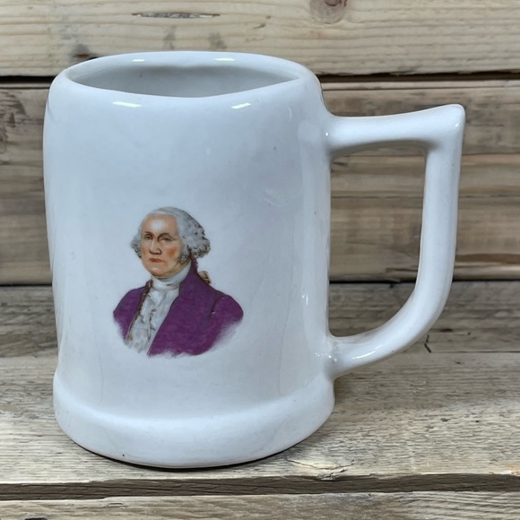 George Washington Mug 5” Mt Vernon Virginia White Purple President Portrait Cup - Picture 6 of 11